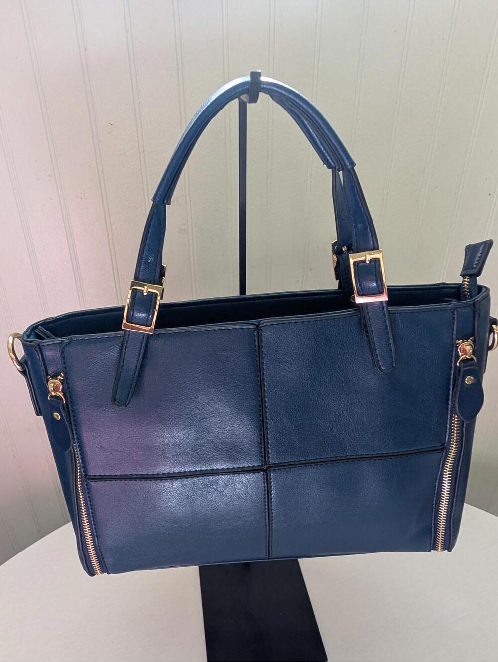 Shoulder Bag Top Handle Many Pockets Blue - Picture 3 of 7